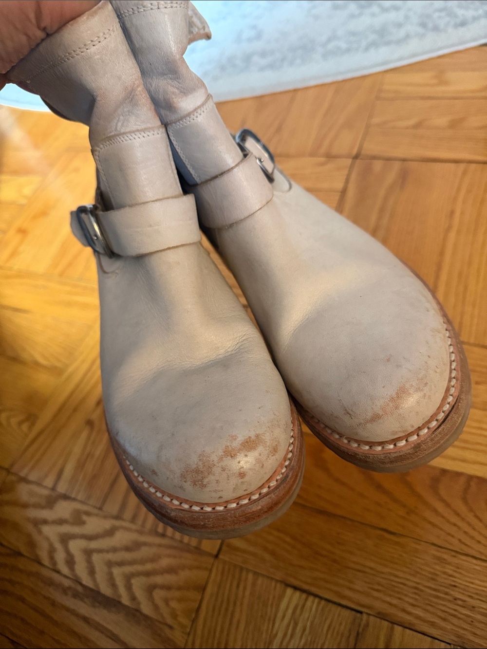 Frye Off-White Veronica Leather Ankle Boot with Buckle - Picture 11 of 14